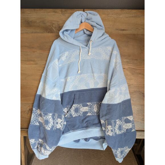 Free People Tops - Free People Movement Hoodie Womens XL Light Blue Final Call Bandana Logo NWT